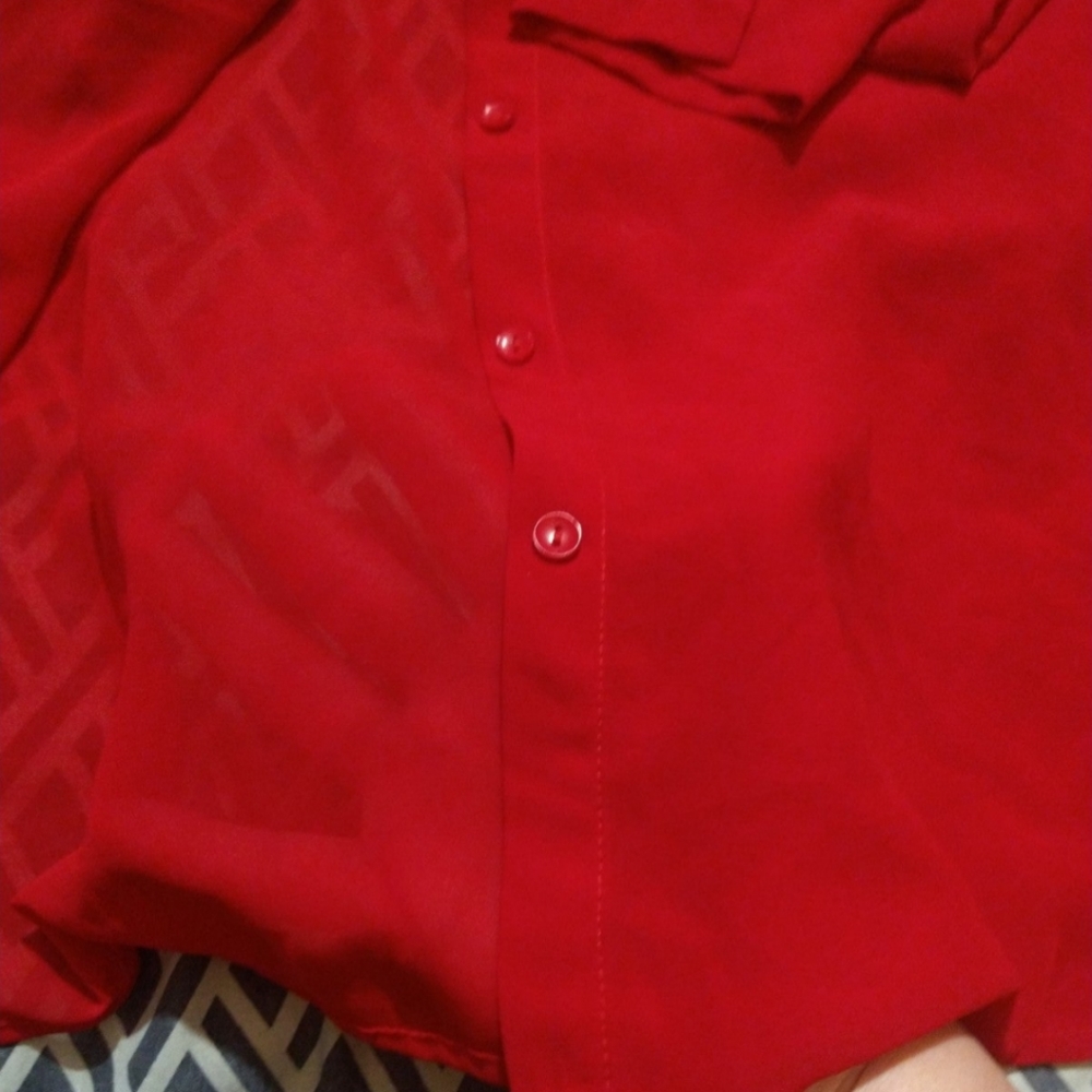 NWOT Shear red long sleeve blouse
